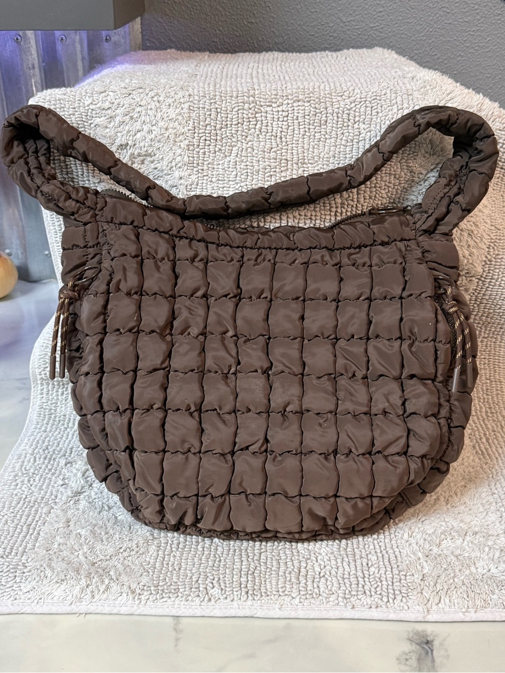 Quilted Shoulder Bag — Brown